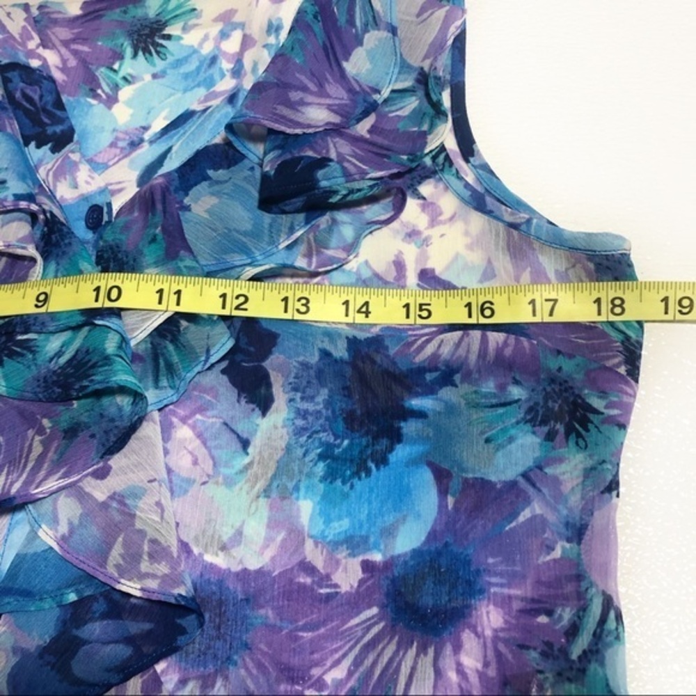 eric Signature women’s floral Sleeveless and flared neck sheer Sz S - Picture 6 of 8